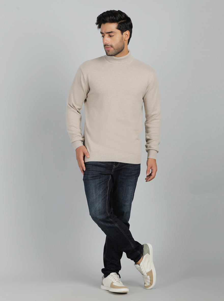 Grey Solid Slim Fit Winter T-Shirt | JadeBlue