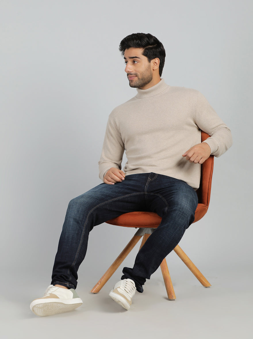 Grey Solid Slim Fit Winter T-Shirt | JadeBlue