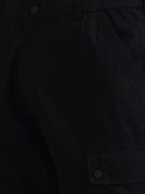 Black Solid Slim Fit Cargo Pant | JadeBlue