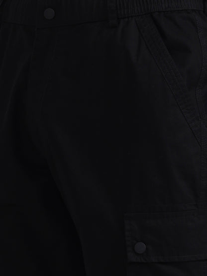 Black Solid Slim Fit Cargo Pant | JadeBlue