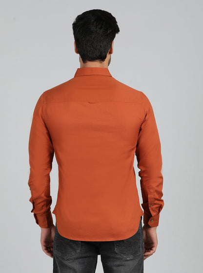 Rust Solid Slim Fit Casual Shirt | Greenfibre