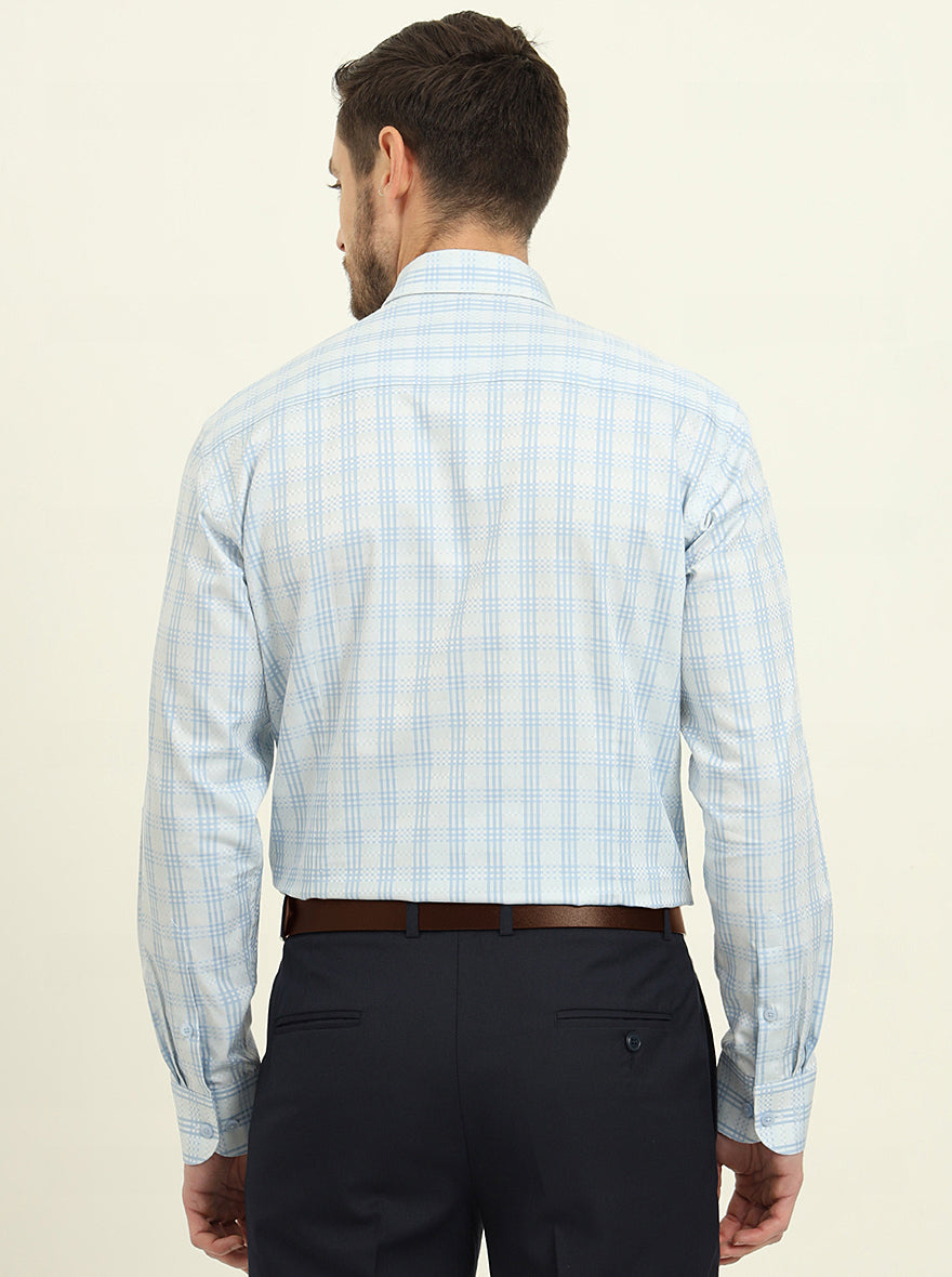 Grey & Blue Checked Slim Fit Formal Shirt | Metal