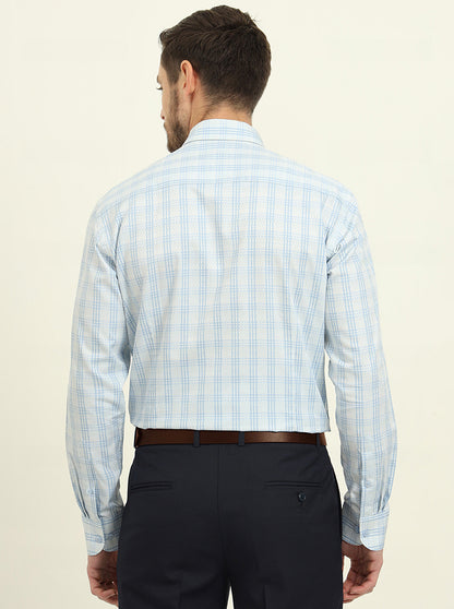 Grey & Blue Checked Slim Fit Formal Shirt | Metal