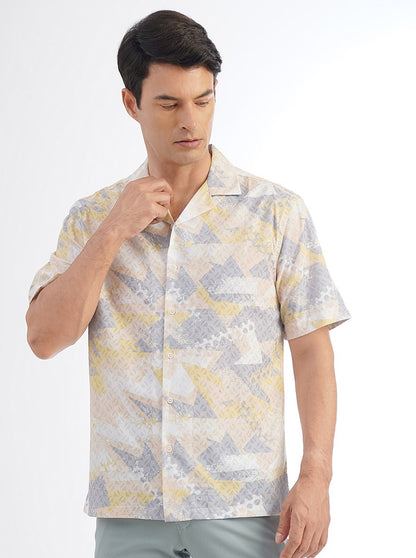Light Yellow Printed Slim Fit Casual Shirt | JadeBlue
