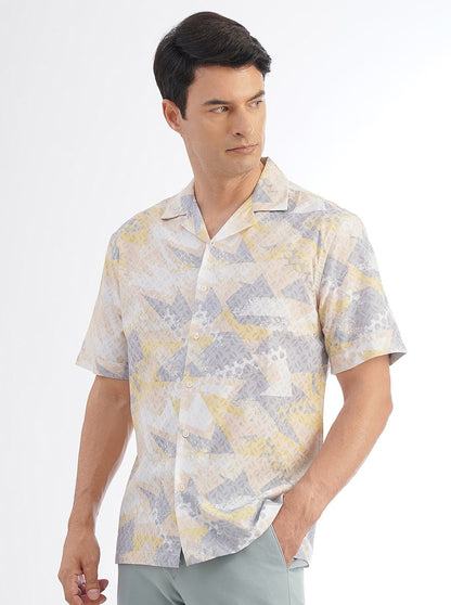 Light Yellow Printed Slim Fit Casual Shirt | JadeBlue