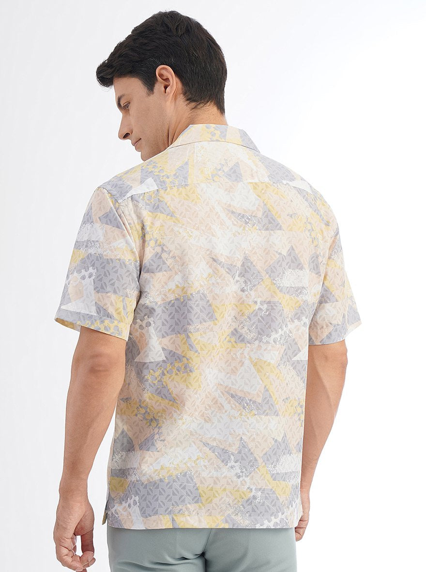 Light Yellow Printed Slim Fit Casual Shirt | JadeBlue