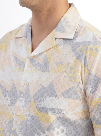 Light Yellow Printed Slim Fit Casual Shirt | JadeBlue