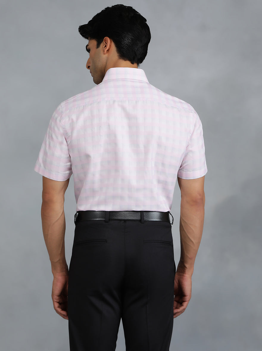 Pink Checked Regular Fit Formal Shirt | Greenfibre