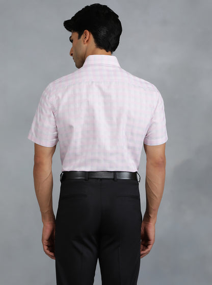 Pink Checked Regular Fit Formal Shirt | Greenfibre
