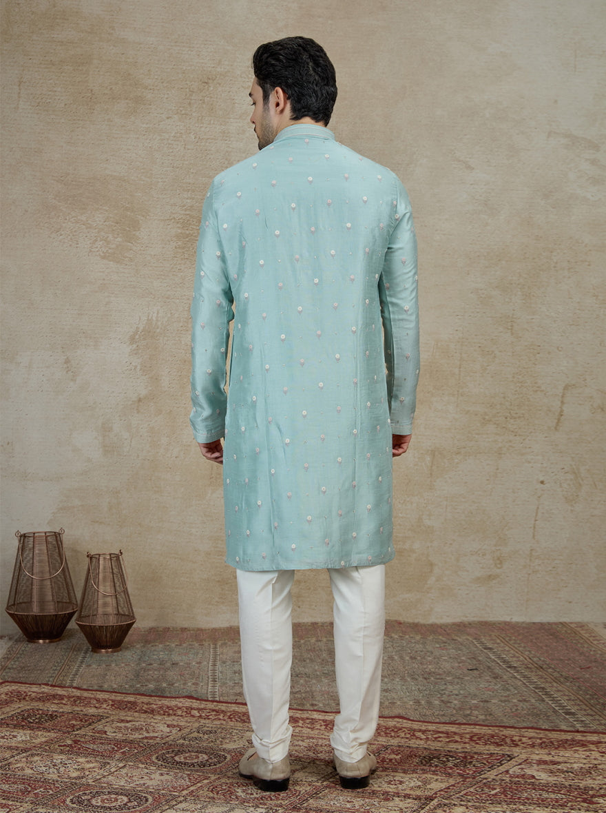 Blue Embroidered Kurta Pajama | Virasana