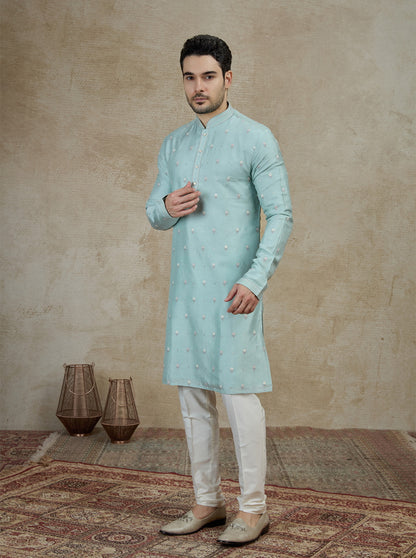Blue Embroidered Kurta Pajama | Virasana