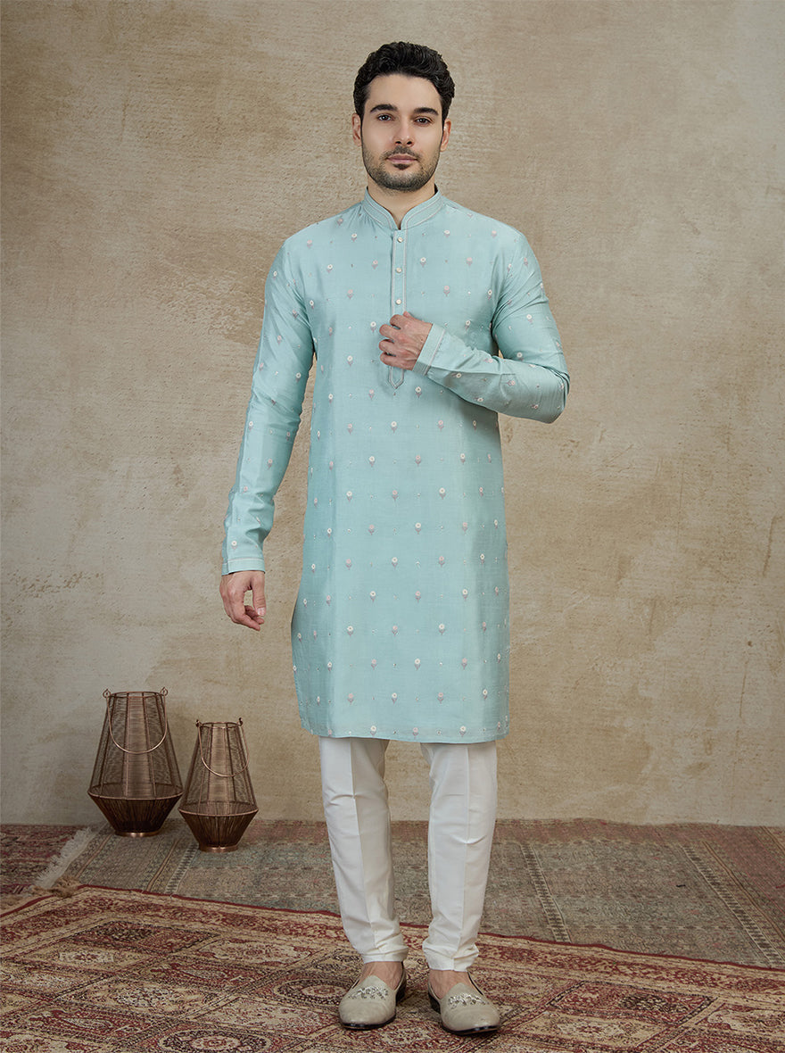 Blue Embroidered Kurta Pajama | Virasana
