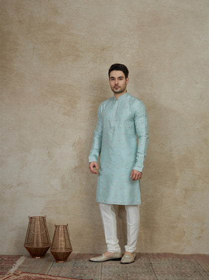 Blue Embroidered Kurta Pajama | Virasana
