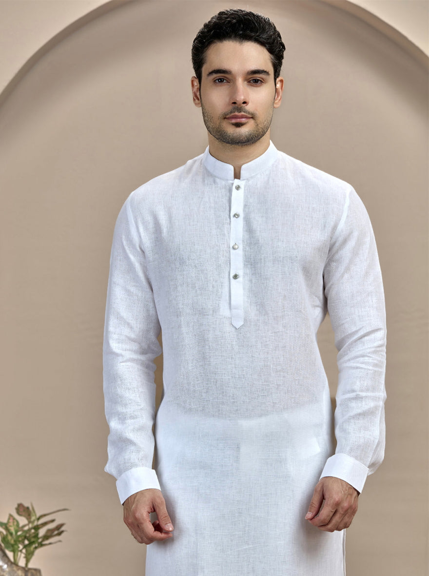 White Solid Kurta Pajama | Virasana