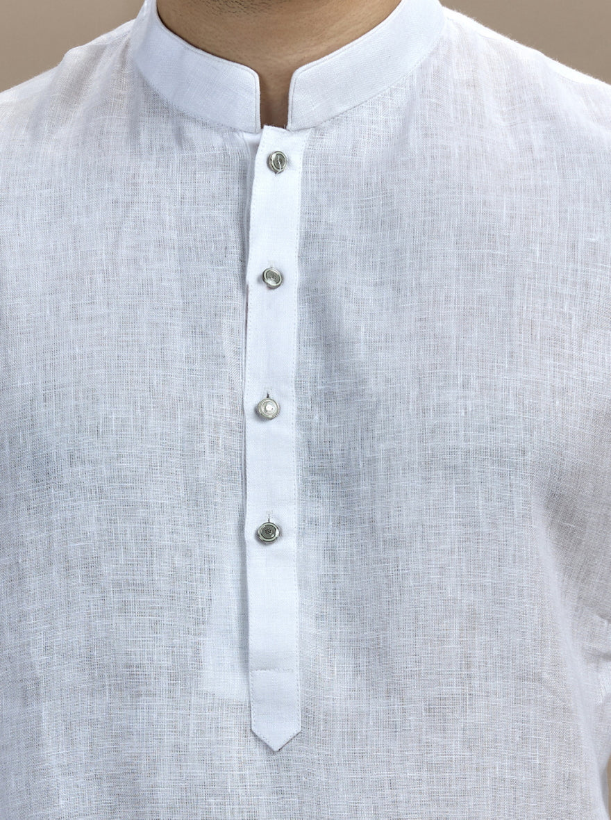 White Solid Kurta Pajama | Virasana