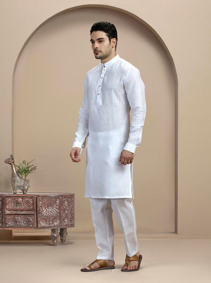 White Solid Kurta Pajama | Virasana