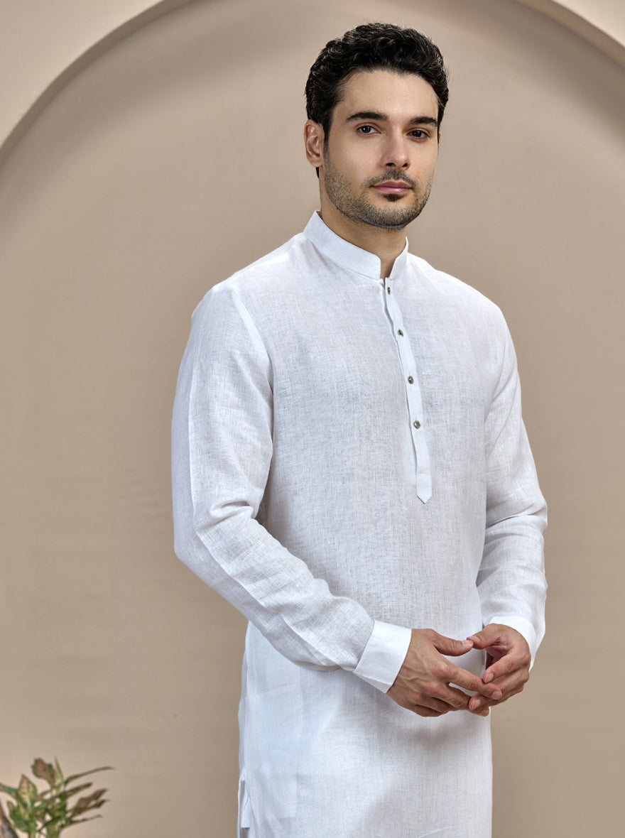White Solid Kurta Pajama | Virasana