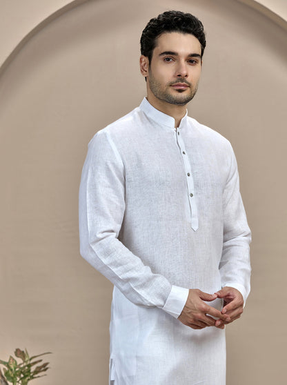 White Solid Kurta Pajama | Virasana