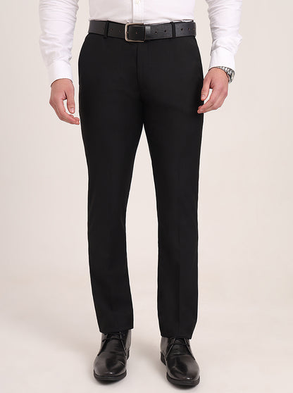 Black Solid Super Slim Fit Formal Trouser | JadeBlue Youth