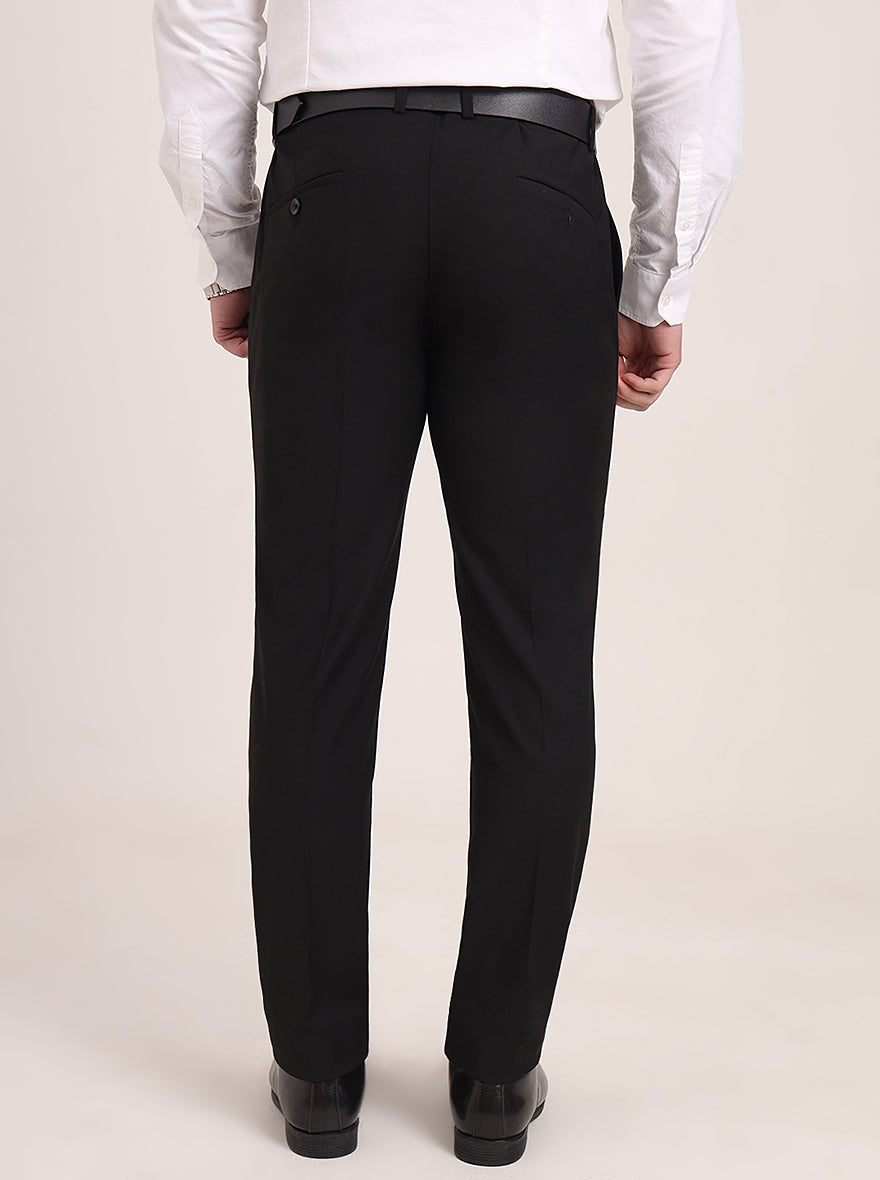 Black Solid Super Slim Fit Formal Trouser | JadeBlue Youth
