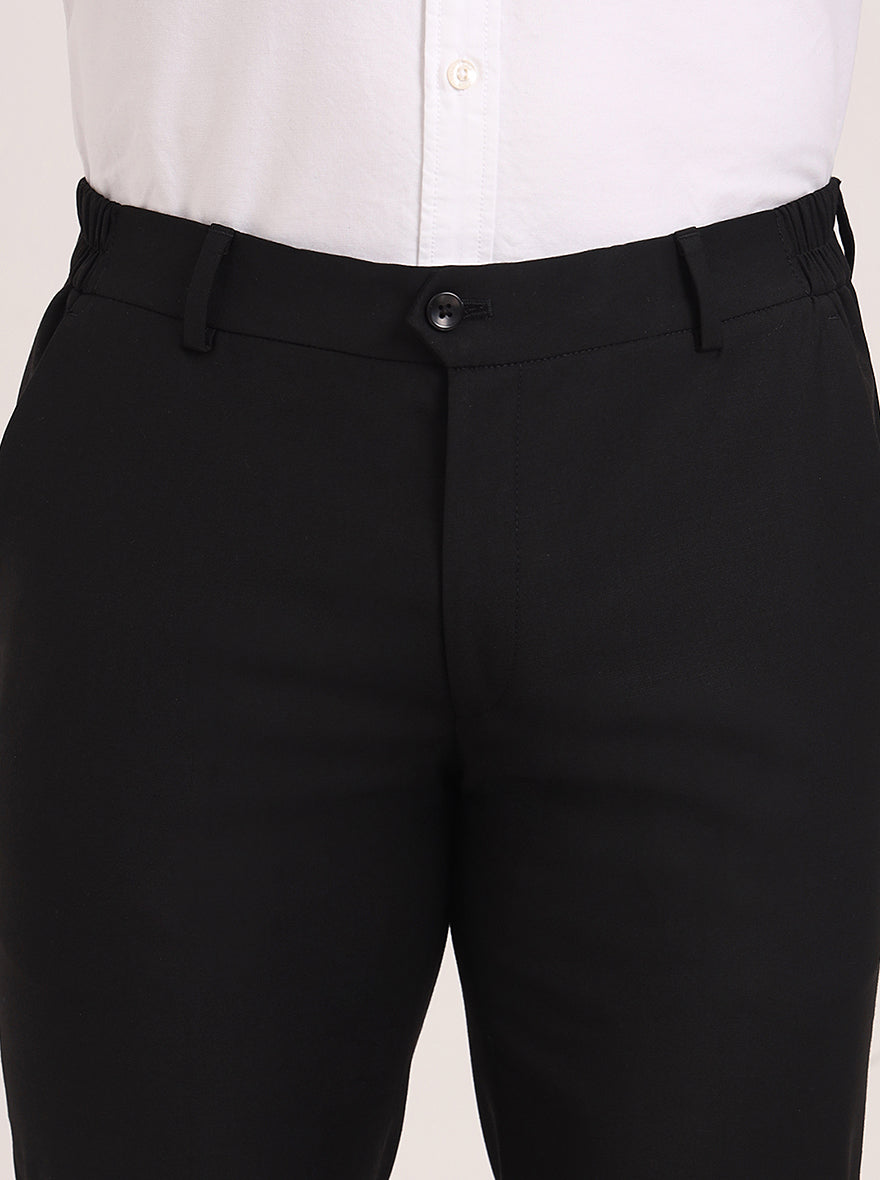 Black Solid Super Slim Fit Formal Trouser | JadeBlue Youth