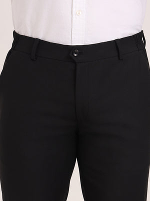 Black Solid Super Slim Fit Formal Trouser | JadeBlue Youth