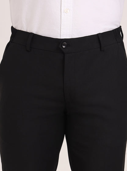 Black Solid Super Slim Fit Formal Trouser | JadeBlue Youth