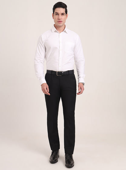 Black Solid Super Slim Fit Formal Trouser | JadeBlue Youth
