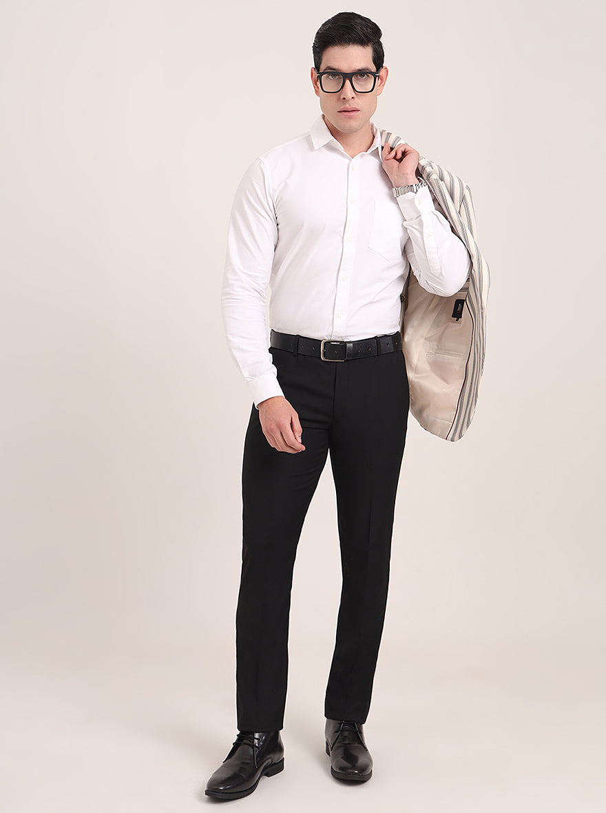 Black Solid Super Slim Fit Formal Trouser | JadeBlue Youth