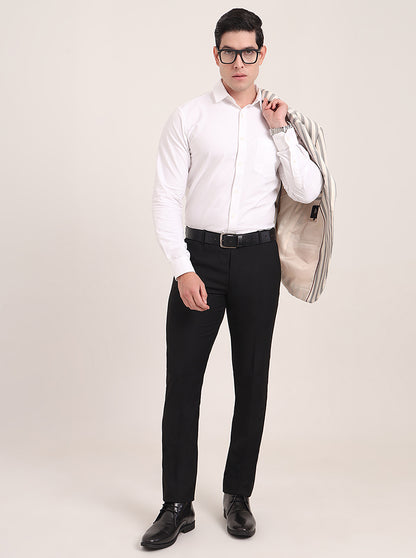Black Solid Super Slim Fit Formal Trouser | JadeBlue Youth