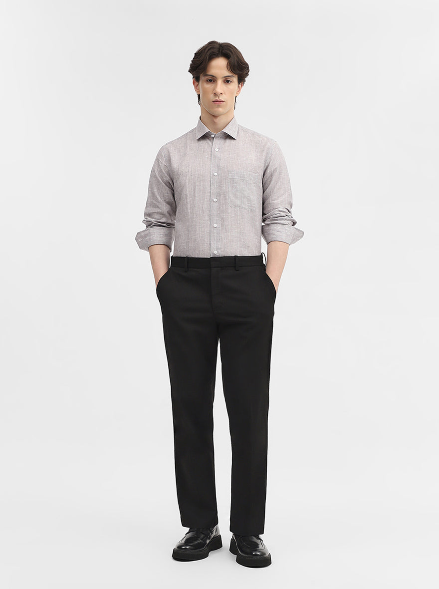 Grey Striped Slim Fit Formal Shirt | JadeBlue