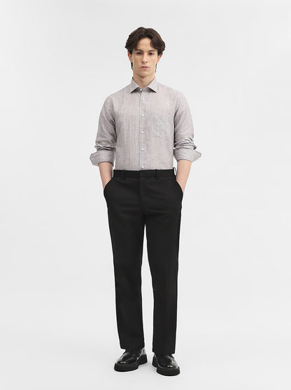 Grey Striped Slim Fit Formal Shirt | JadeBlue