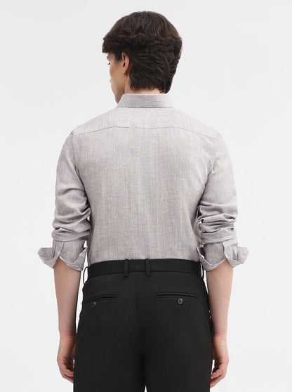 Grey Striped Slim Fit Formal Shirt | JadeBlue