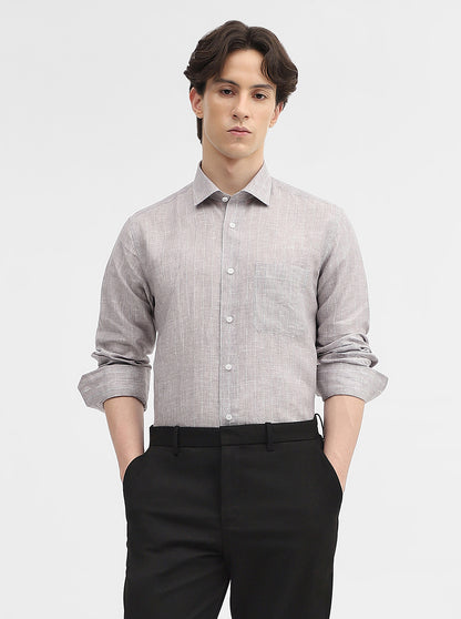 Grey Striped Slim Fit Formal Shirt | JadeBlue