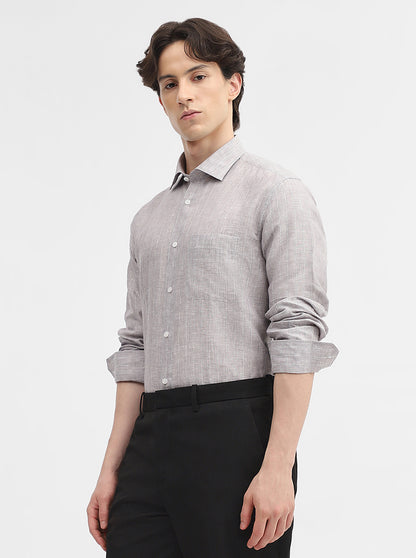 Grey Striped Slim Fit Formal Shirt | JadeBlue