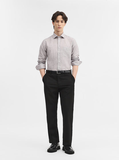 Grey Striped Slim Fit Formal Shirt | JadeBlue