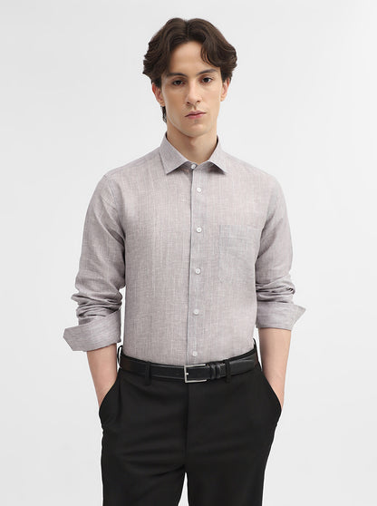 Grey Striped Slim Fit Formal Shirt | JadeBlue
