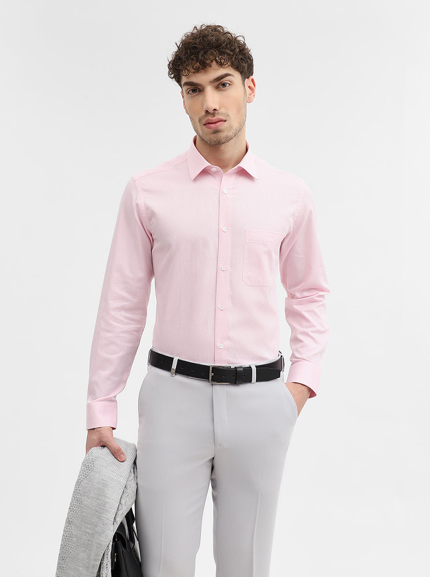 Pink Dobby Slim Fit Formal Shirt | JadeBlue
