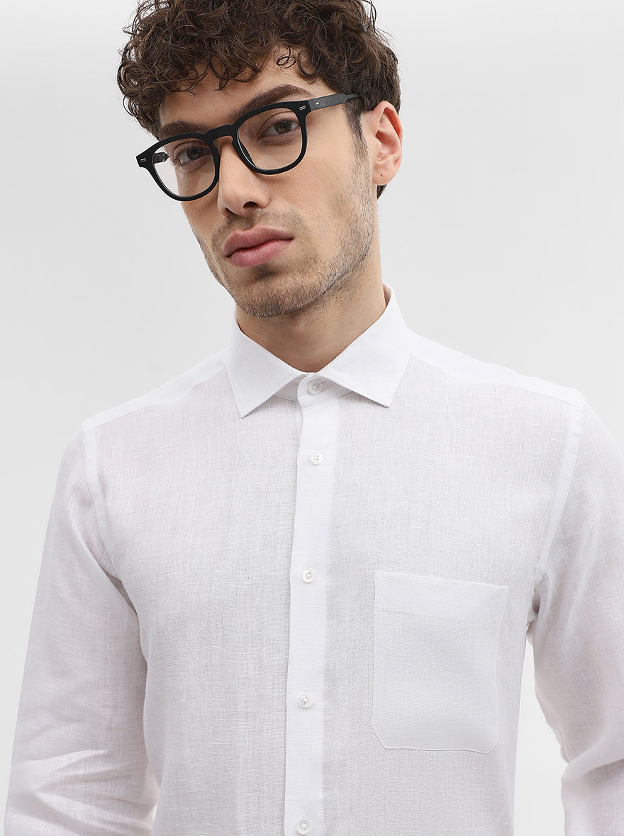 White Solid Slim Fit Formal Shirt | JadeBlue
