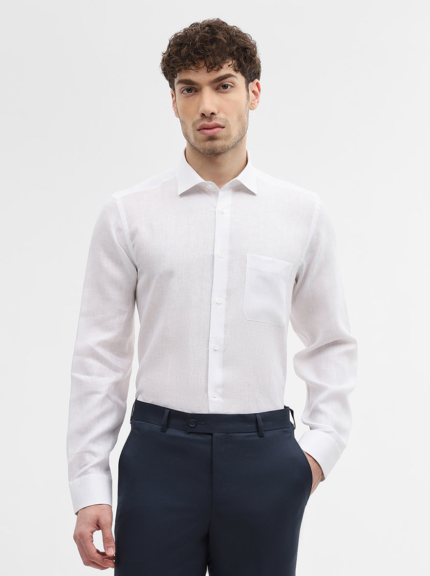 White Solid Slim Fit Formal Shirt | JadeBlue