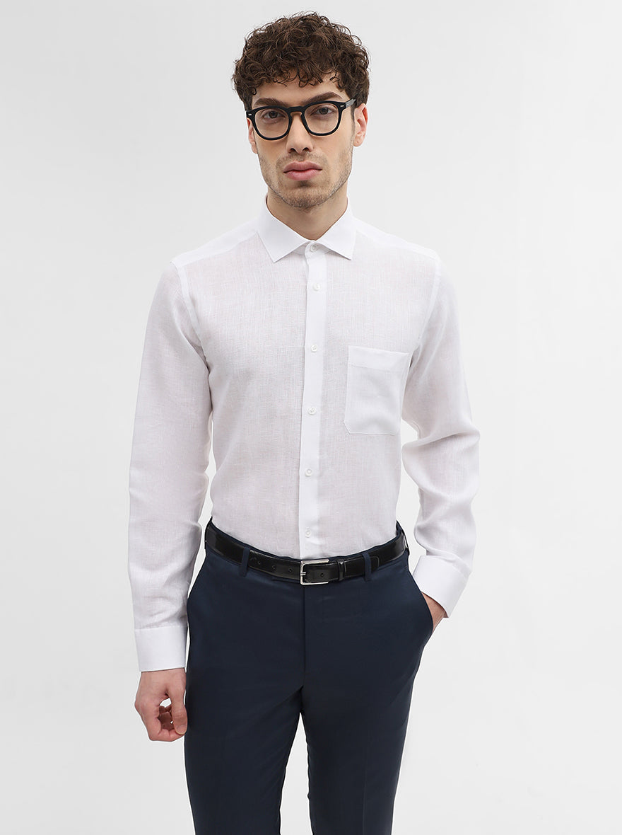 White Solid Slim Fit Formal Shirt | JadeBlue