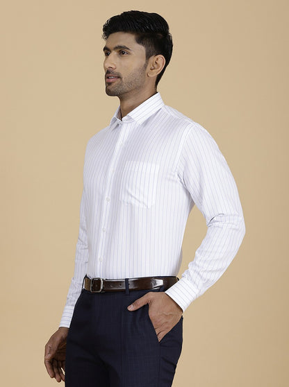 White Striped Slim Fit Formal Shirt | JadeBlue