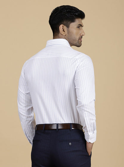 White Striped Slim Fit Formal Shirt | JadeBlue