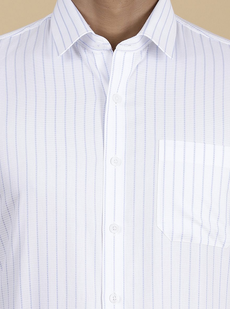 White Striped Slim Fit Formal Shirt | JadeBlue