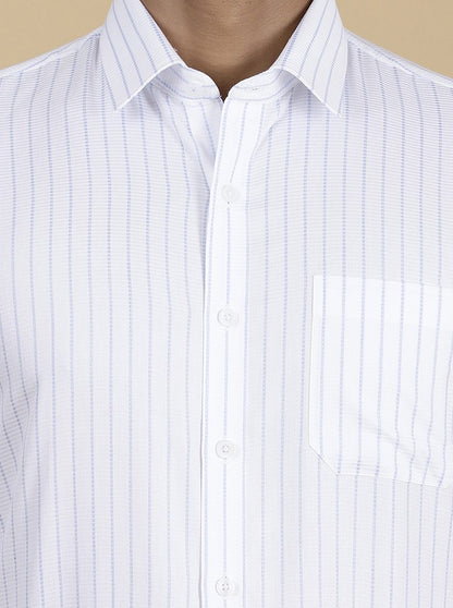 White Striped Slim Fit Formal Shirt | JadeBlue