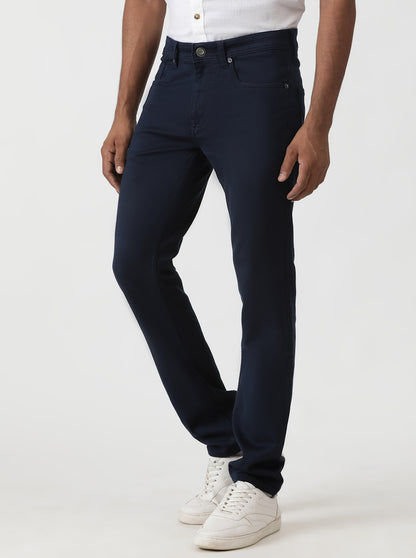 Navy Blue Solid Slim Fit Jeans | Greenfibre