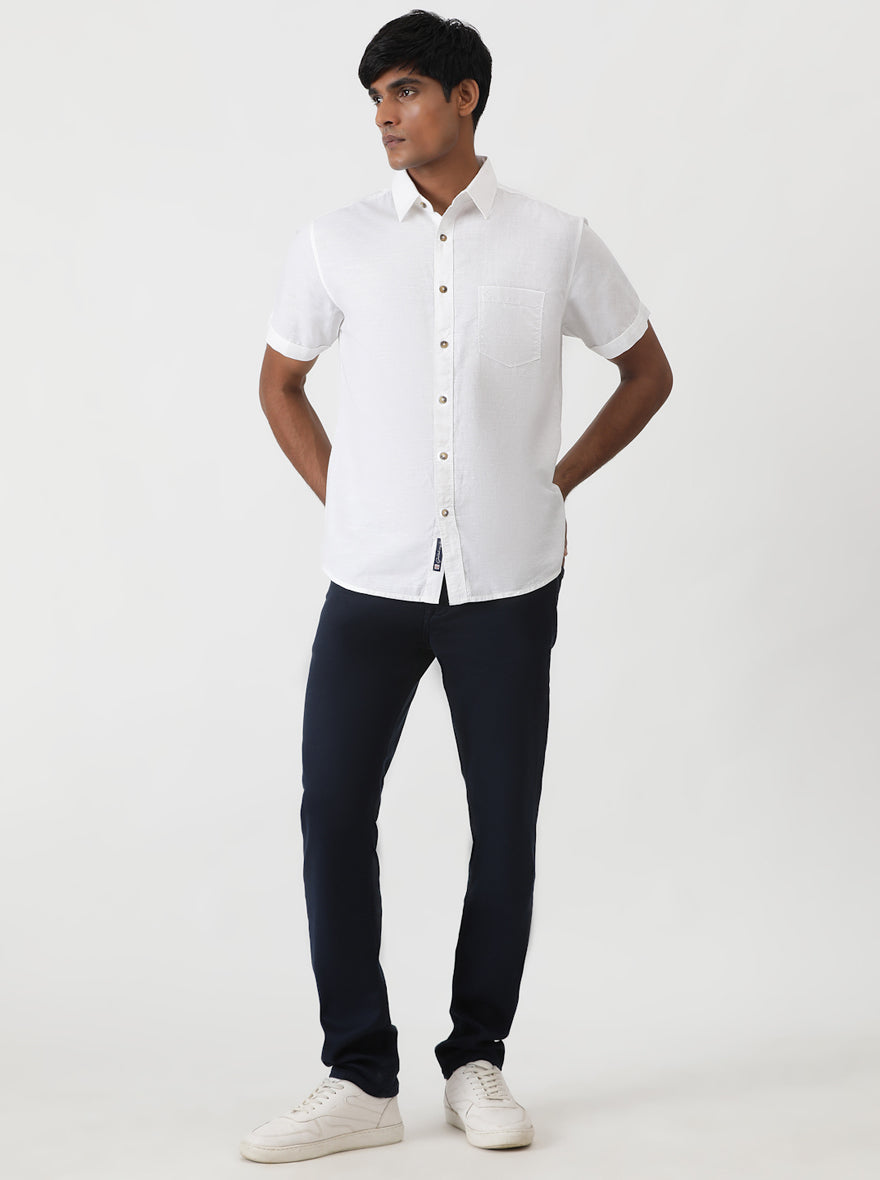 Navy Blue Solid Slim Fit Jeans | Greenfibre