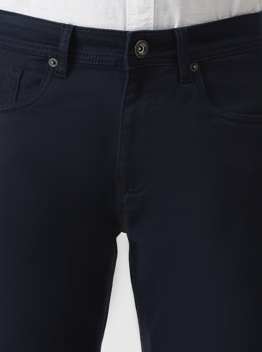 Navy Blue Solid Slim Fit Jeans | Greenfibre