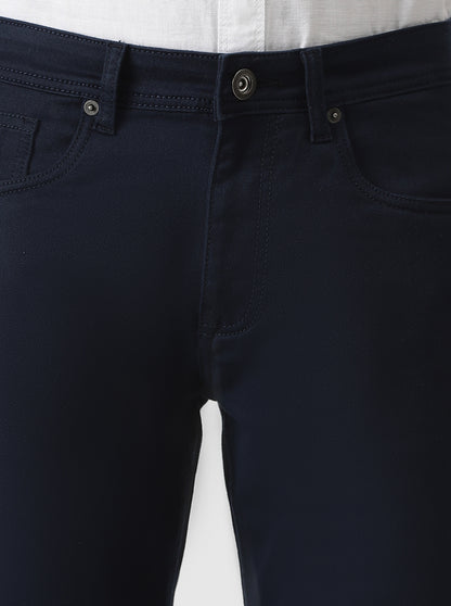 Navy Blue Solid Slim Fit Jeans | Greenfibre