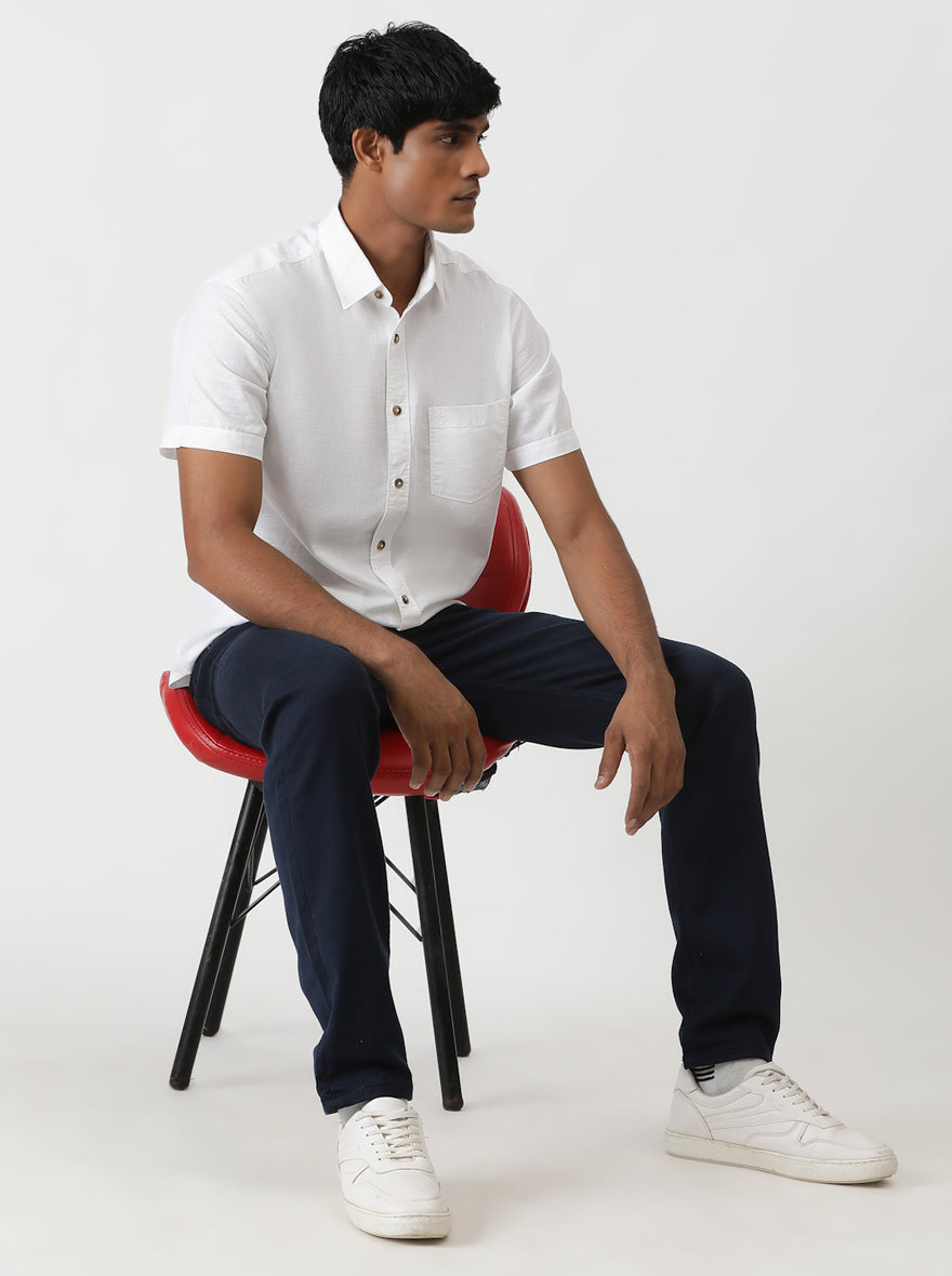 Navy Blue Solid Slim Fit Jeans | Greenfibre
